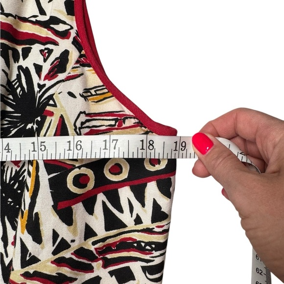 Vintage Alexandra Bartlett Abstract Print Dress | Size 12 | Linen Blend Tropical - Picture 5 of 10